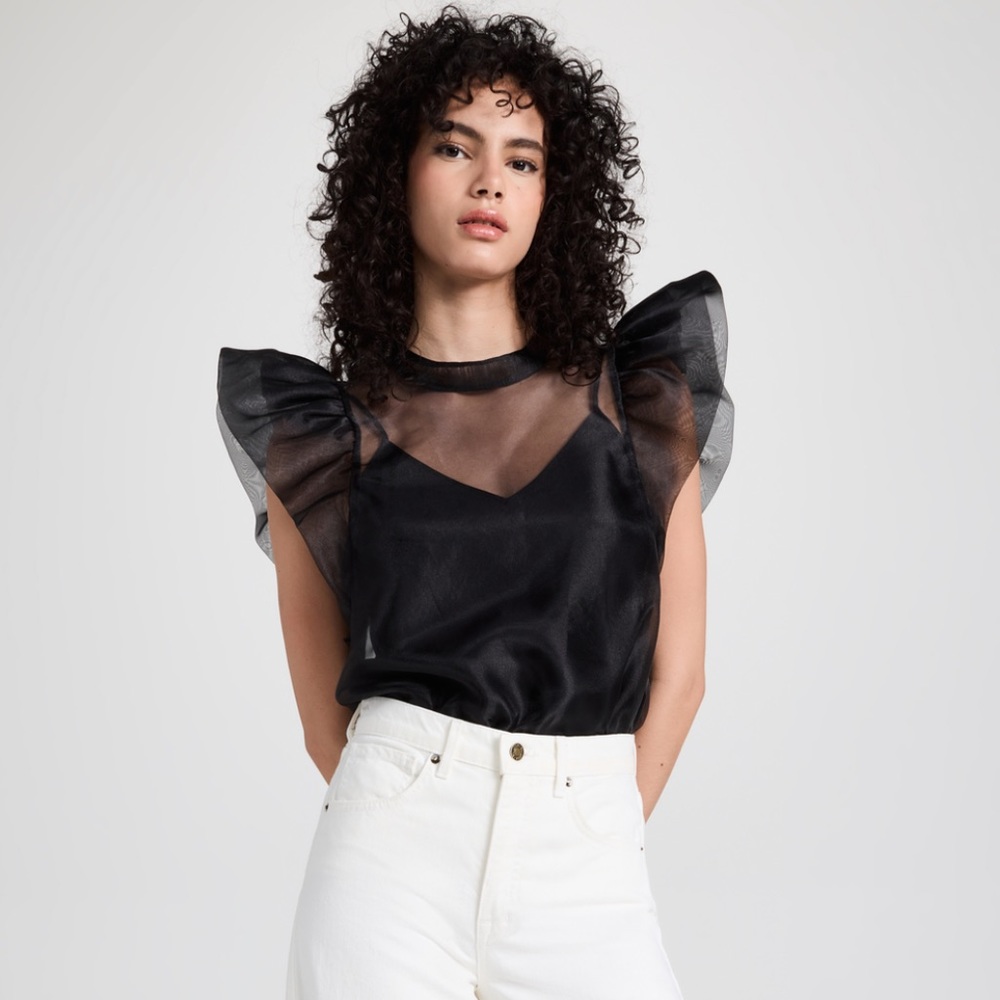 Black Jonathan Simkhai Organza Top